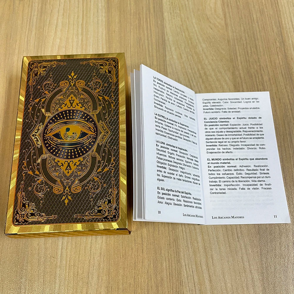 Golden Foil Tarot Deck Prophecy Cards for Beginners (SPA + ENG)