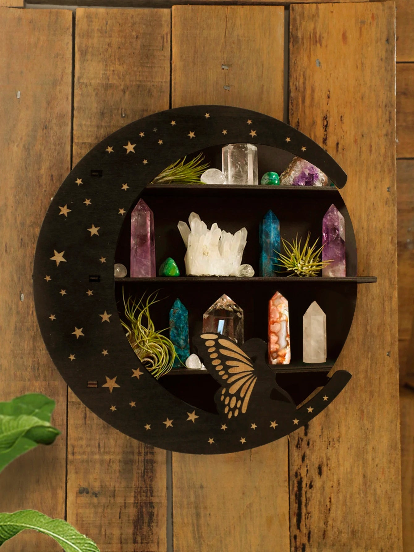 Wooden Shelf Moon Face Display Stand