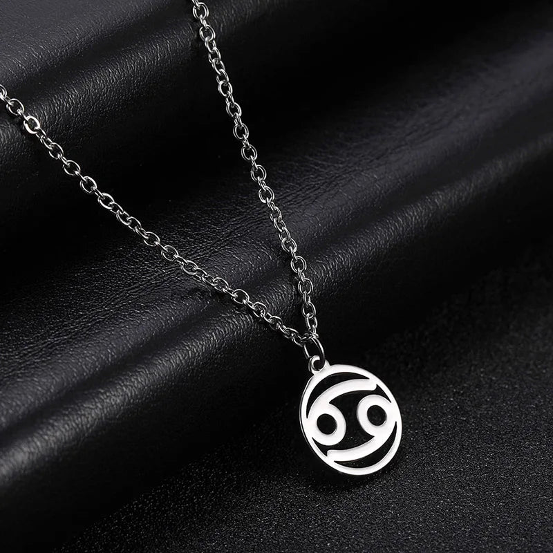 Collar de acero inoxidable con el signo del zodiaco