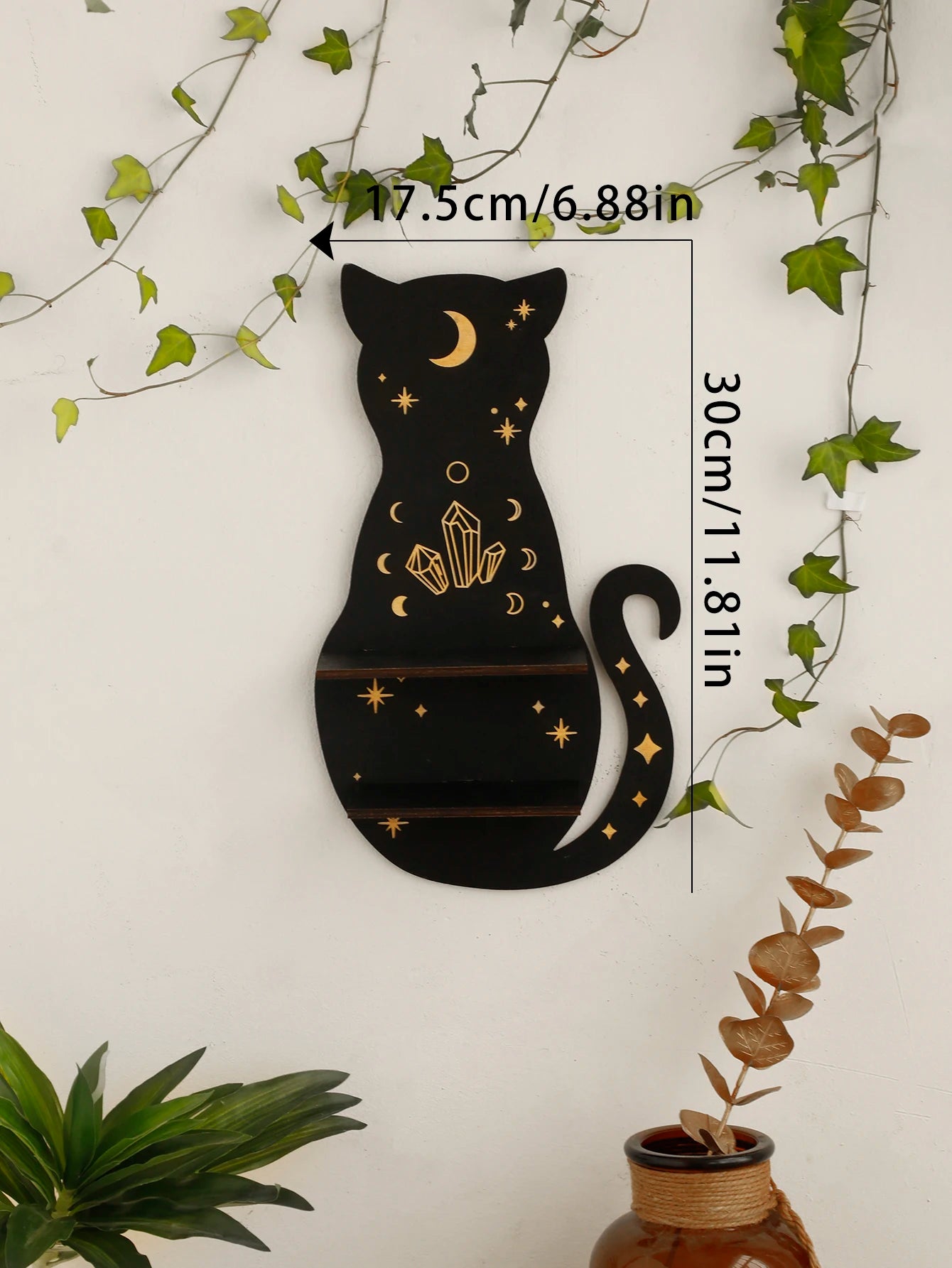 Black Cat Wooden Shelf